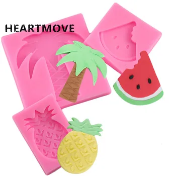 

HEARTMOVE Coconut Tree Watermelon Pineapple Silicone Molds Turtle Leaf Chocolate Candy Fondant Cake Decorating Tools 9278