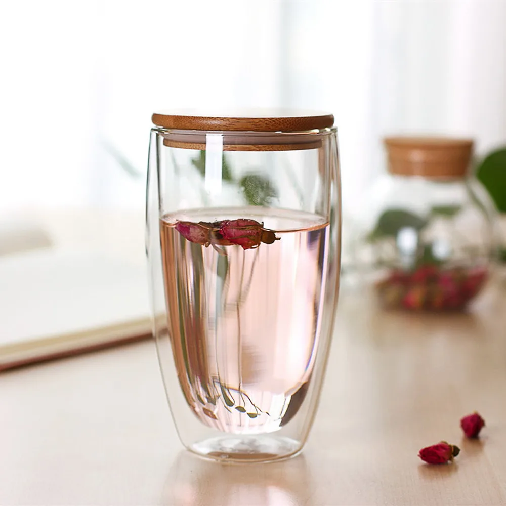

450ml Double Wall Glass Mug Clear Resistant Handmade Mini Kungfu Tea Cup Coffee Milk Juice Healthy Drink Double Layer Glass Mug