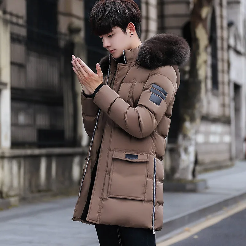 Новая мода средние и длинные мужские пальто с подкладкой с пальто с подкладкой и капюшоном хлопчатобумажное пальто