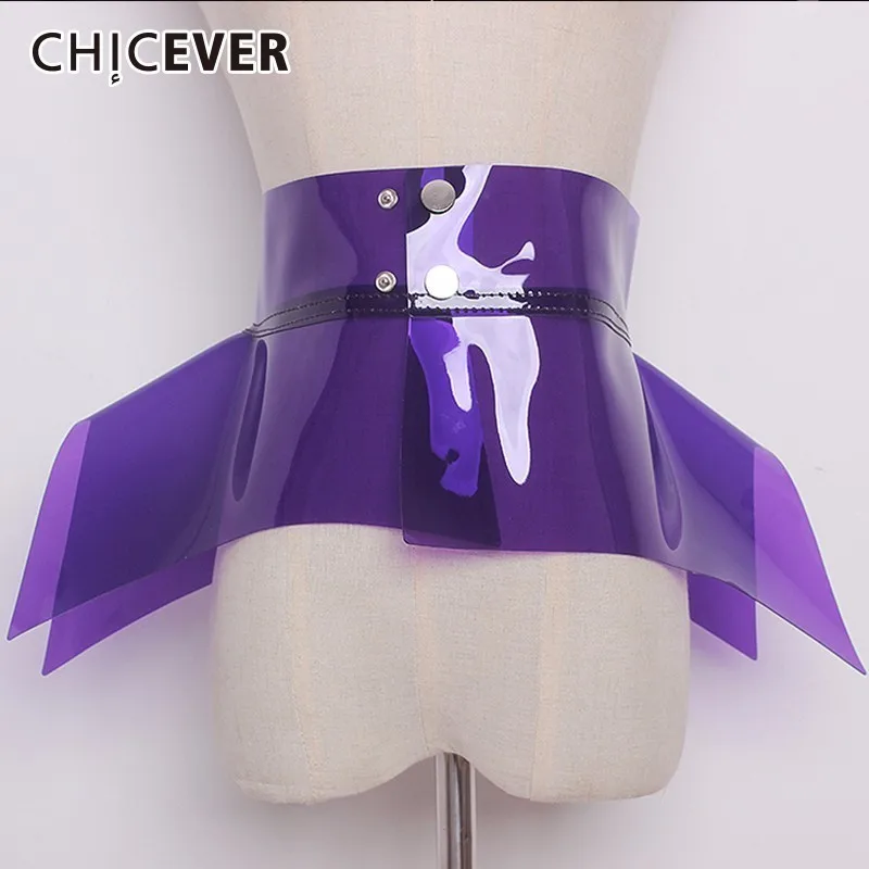 CHICEVER Belts For Women PVC Transparent Fashion With Buttons Irregular Female Belt Accessories 2018 Casual Tide New | Аксессуары для