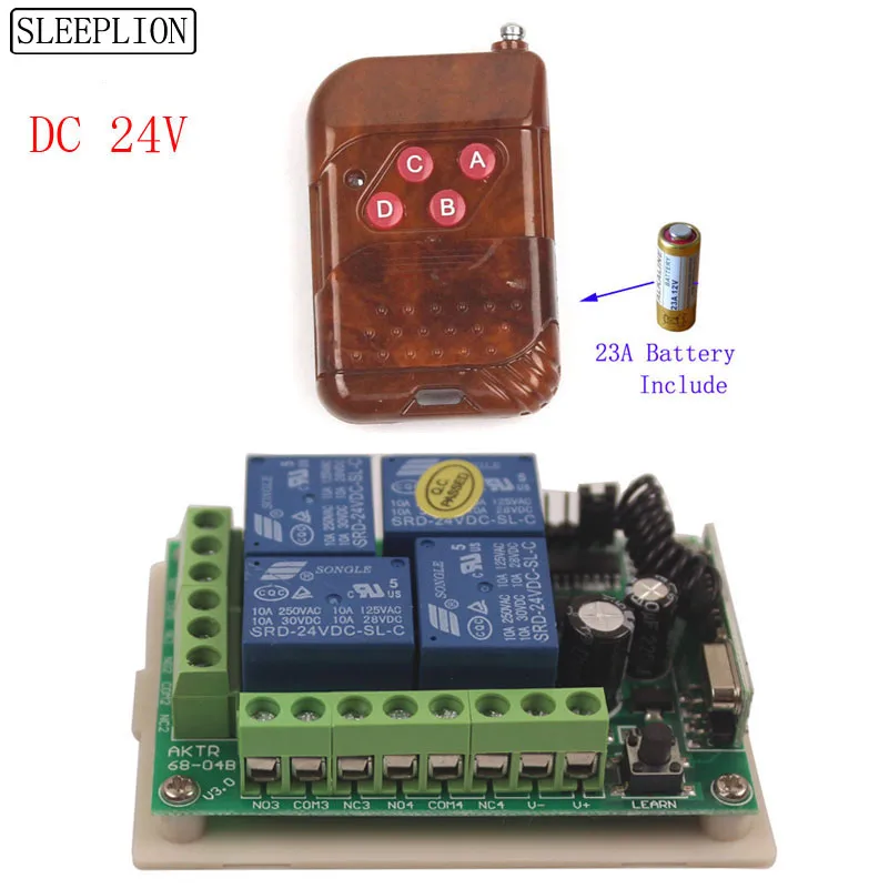 24V 4CH Switch Remote Control Universal Remote Relay Switch 24V 4 Channel Relay Transceiver Module Board 315MHz 433MHz (1)
