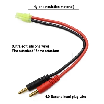

10pcs Tamiya Mini Plug to 4.0 Banana Plug with High Temperature Silicone Wire 14 AWG Cable Long 21.5cm