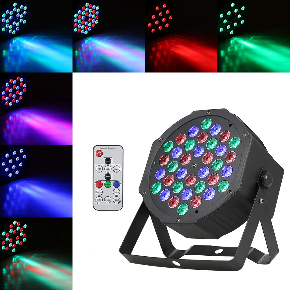 

36 LED 40W RGB Plastic Mini Flat Stage Par Light Lamp Ligting Fixture Support DMX512 Sound for Bar Club Disco DJ Show Home Party