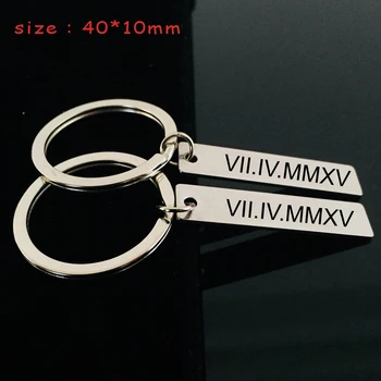 

A Pair Stainless Steel Lover Keychain Engraved VII.IV.MMXV For Lovers' Boyfriend Girlfriend Fashion Gift Key Tag Holder
