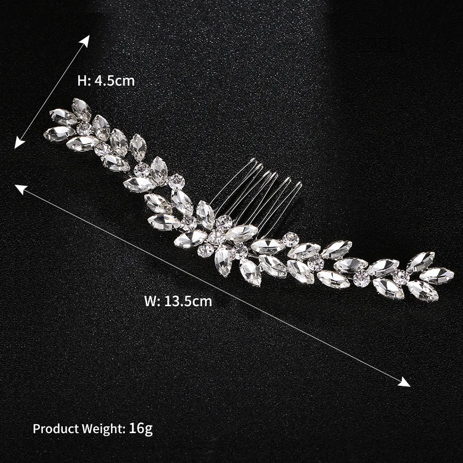 SLBRIDAL 아트 데코 빈티지 실버 컬러 라인석 크리스탈 플라워 웨딩 헤어 빗, 신부 헤드 피스 헤어 액세서리 신부 들러리