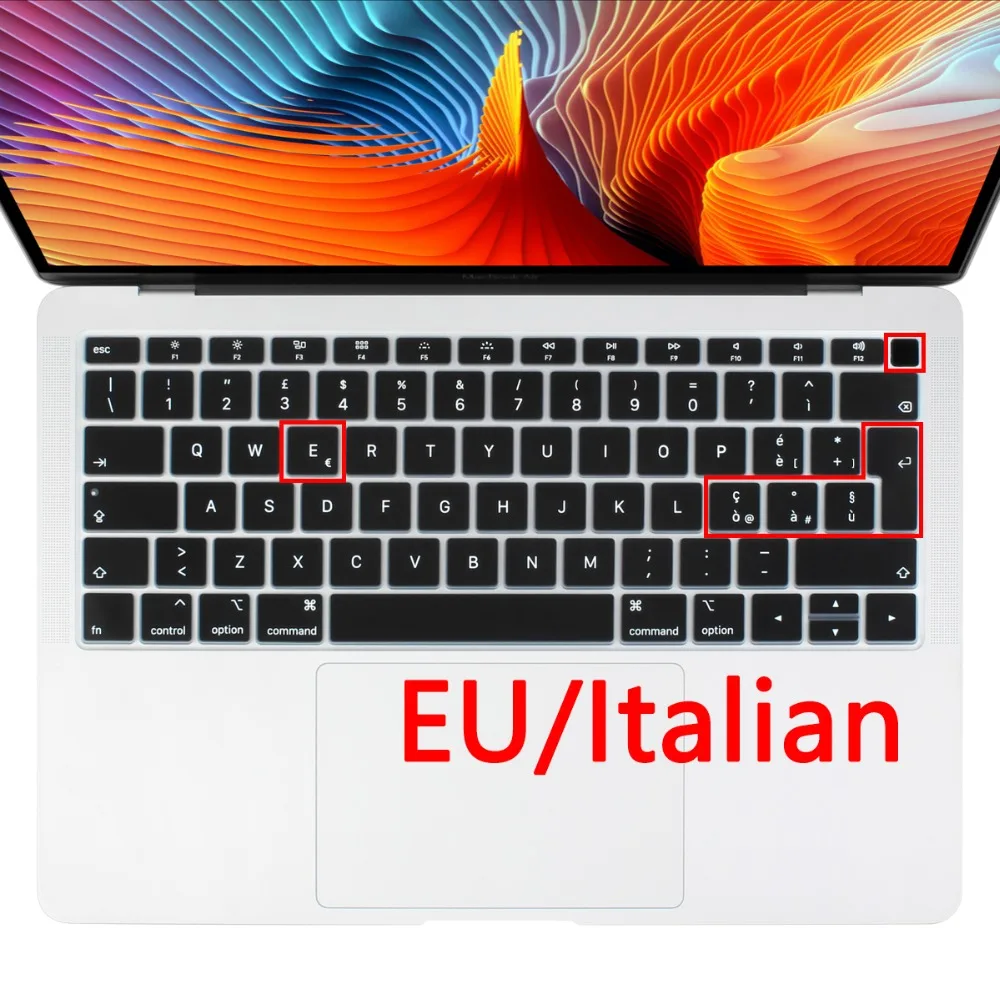 Eu Layout Italian Supper Thin Soft Silicone Water Dust Proof Keyboard Cover Per Macbook Air 13 Touch Id 2019 2020 A2179 A1932