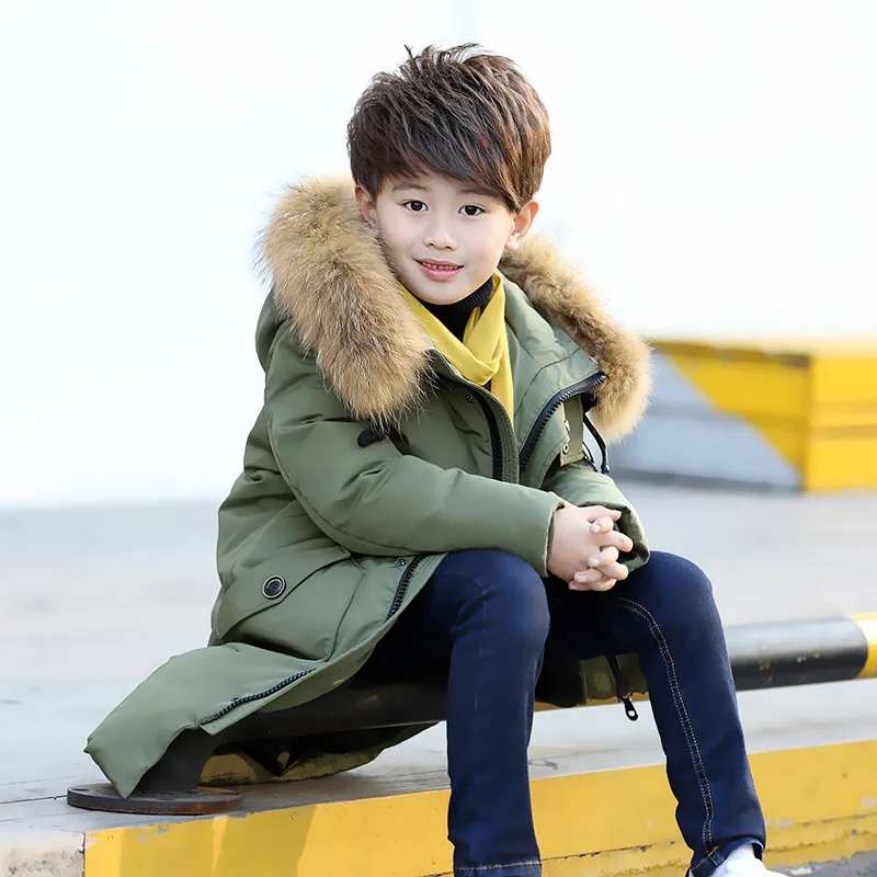 

fur hooded kids long down coats boys winter 2018 children thick jackets kid warm outerwear & coats for teenagers clothing 6 8 10