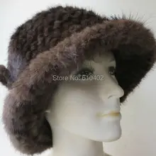 /женские из натуральной норки Мех животных ручной вязки Top Hat/коричневый