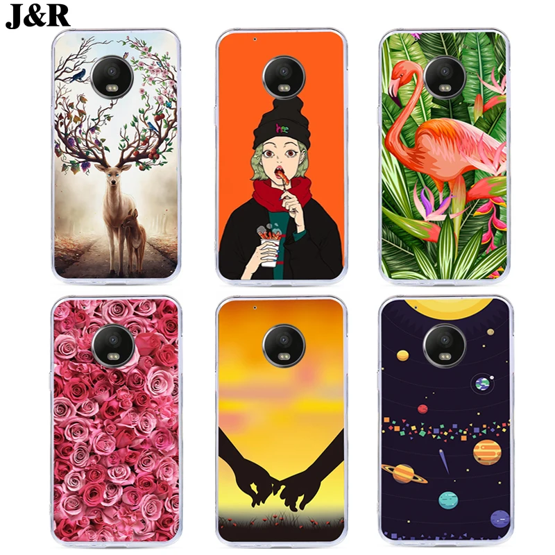 J&R Colorful Printing Phone Cover For Motorola Moto G5 Plus XT1687 XT1684 XT1685 Silicone Soft TPU Cartoon Animals Back Cover