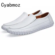 Квартиры Новое Прибытие Повседневная Мужчины Натуральная Кожа Скольжения на мокасины Вождения Обувь Плюс размер 38-47 Ручной Швейной мягкие Мокасины Обувь