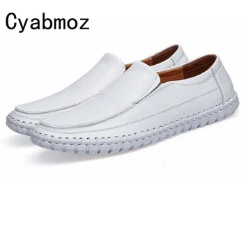 

Flats New Arrival Casual Men Genuine Leather Slip-on loafers Driving Shoes Plus size 38-47 Handmade Sewing Soft Moccasins Shoes