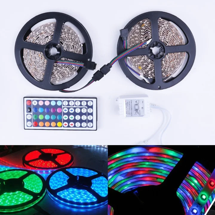 2x5M 3528 SMD RGB 600LEDs LED Light Strip Lamp with IR Remote Controller DIY household lights for hallways stairs trails windows MLP 