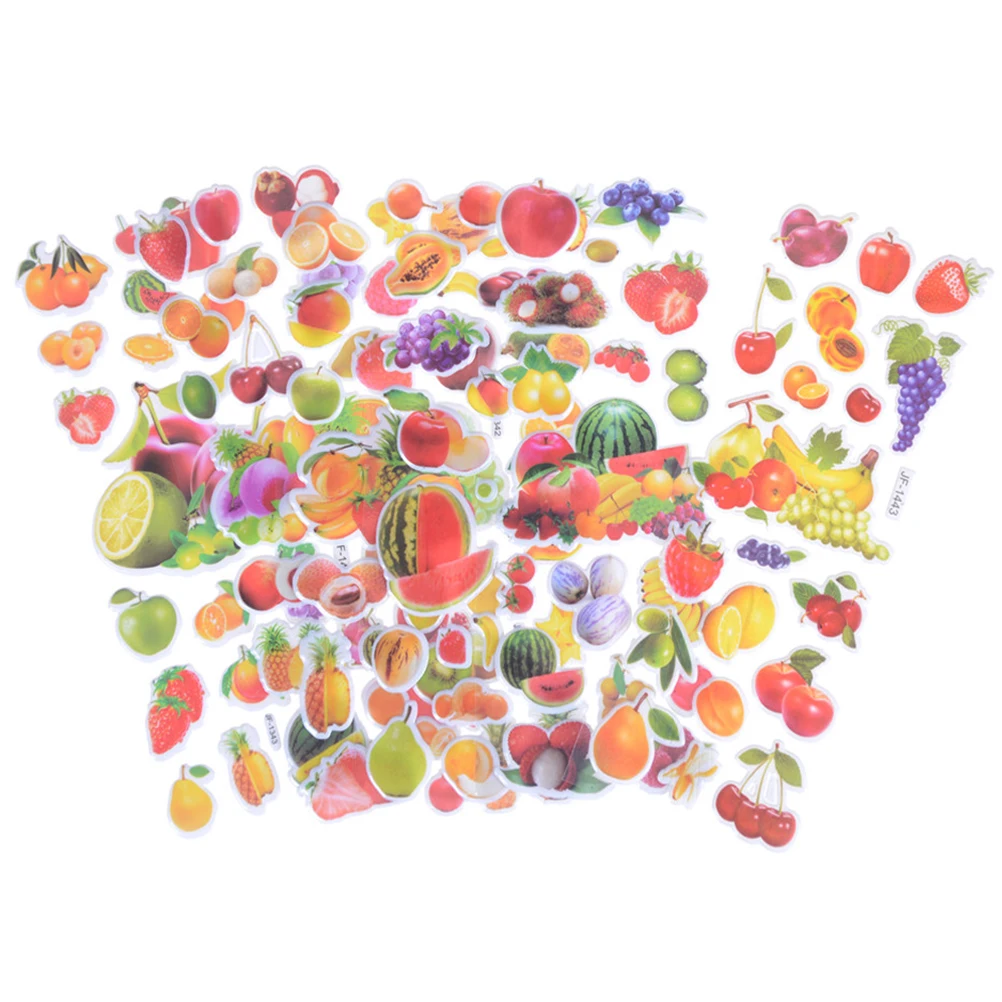 

6 Sheets affordable Real Fruits Fruitage Greens Pear Banana Grapes Scrapbooking Bubble Stickers Emoji Reward Kids Toys