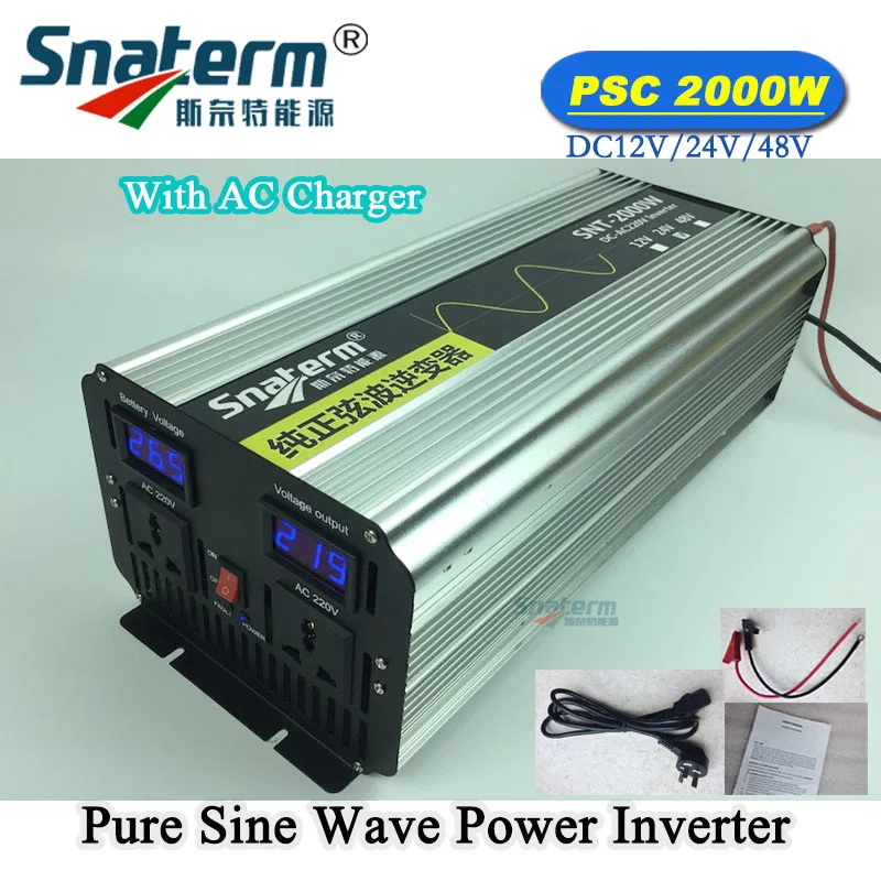 

2000W pure sine wave inverter with Charger LCD display 12/24/48VDC to AC220/230/240V 50Hz/60Hz off grid power inverter 2KW