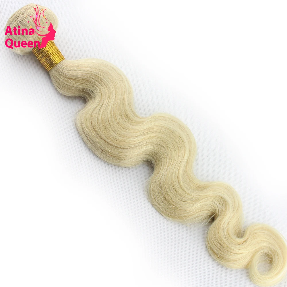 Atina Queen Body Wave 613 Blonde Platinum Color Brazilian Hair Weave Bundles 10-28inch 1pc 100% Human Hair Weaving Non Remy brazilian-body-wave-hair-bundles