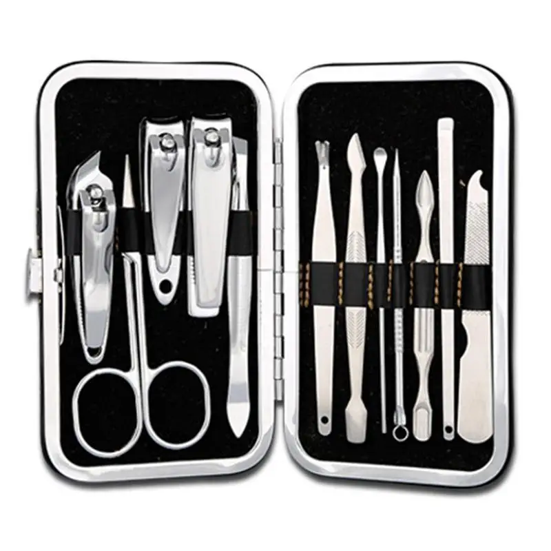 

WINOMO 12 Pcs Nail Clipper Travel Set Stainless Steel Nail Manicure Kit Nail Scissors Grooming Kit with Storage Case(Black Case)