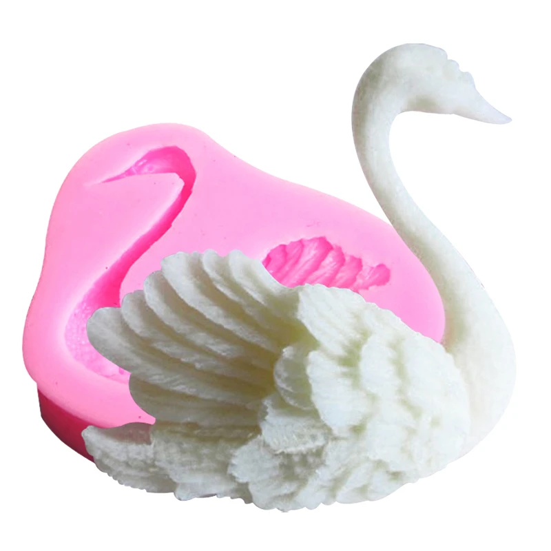 A14 Food Grade Silicone Mold 3D Swan Fondant Molde De Silicone Molds Silicon Soap Mould Cake