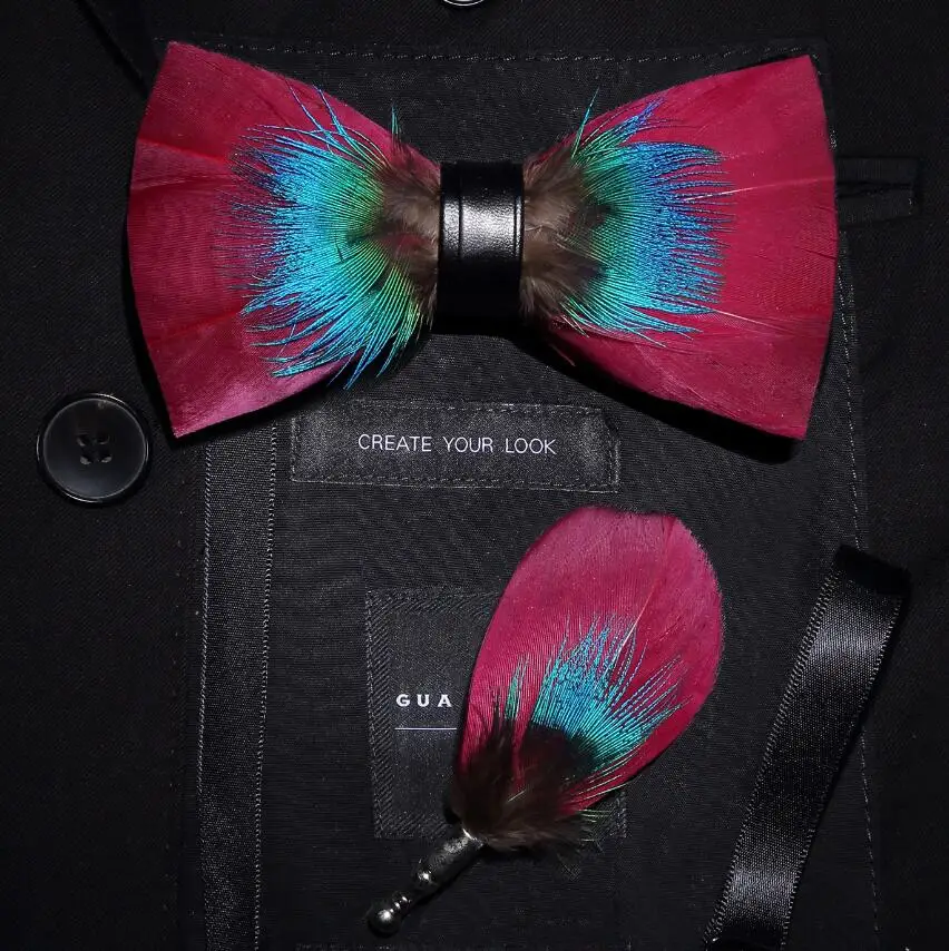 Ricnais брендовая дизайнерская мужская мода перо брошь для галстука-бабочки набор Регулируемый формальный галстук бабочка Свадебная вечеринка с подарочной коробкой - Цвет: 05