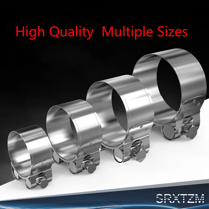 

SRXTZM New Silver Stainless Steel Exhaust Clamp Exhaust Banjo Clamp Clip For Slip-on Type Motorcycle Muffler Silencer Universal