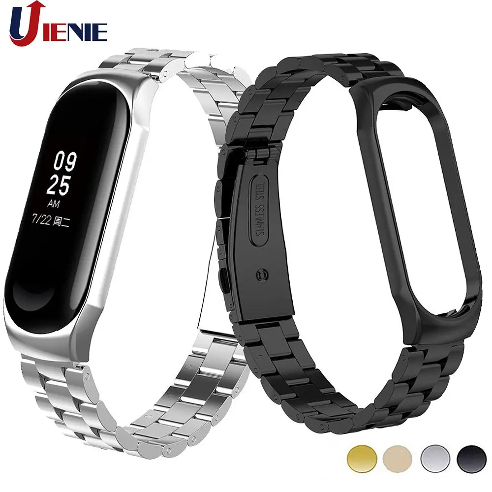 Металлический браслет из нержавеющей стали для Xiaomi Mi Band 3 ремешок наручных часов 4