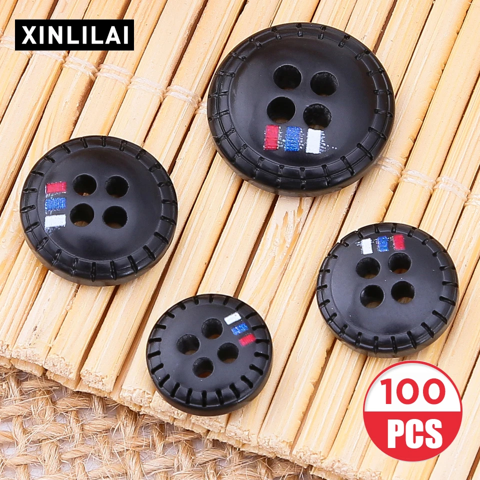 

100pcs Solid Color Four Holes Buttons Handmade Convex Wooden Buttons Vertical Bar Stripe Buttons Fashion Trend Accessories 2019