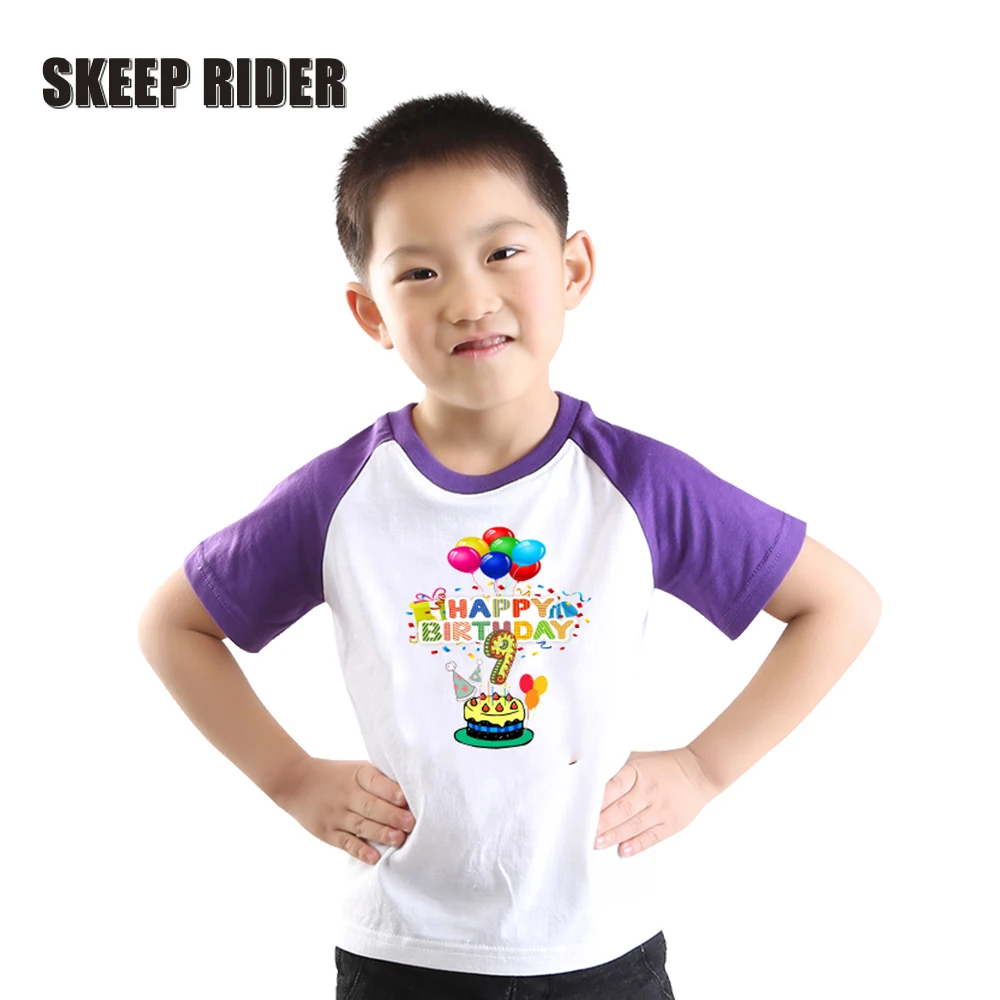 

Purple Ragalan Short Sleeve Cotton Boys Sweatshirts Girls Brand Kids Shirt For 4 5 6 7 8 9 10 11 Years Old Child Birthday Party