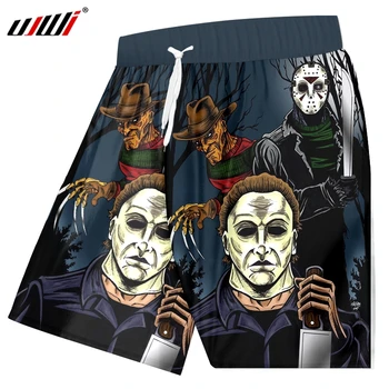 

UJWI Men's New Cool Dropshipping Beach Shorts 3D Printed Creative The Mask People Stitching Cool Spandex Clothing
