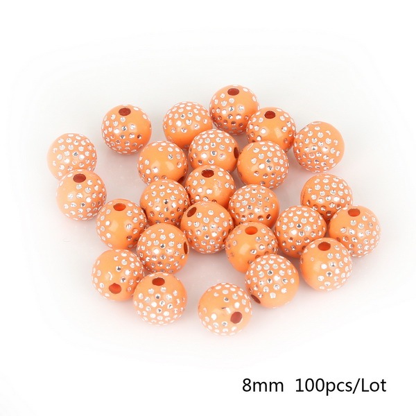8mm Dots Print Shiny Crystal Acrylic Beads Round Loose Spacer Beads For Jewelry Making DIY Bracelet Necklace