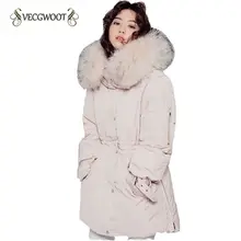 Корейский женский пуховик с капюшоном и большим меховым воротником, Женская куртка, Модная тонкая женская верхняя одежда, Толстая теплая куртка WLX497
