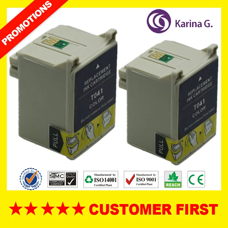 

2 PK Compatible color Ink Cartridges for T041 E-041 For Epson Stylus C62 CX3200 with chip