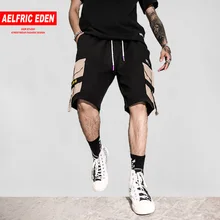 Aelfric Eden сплайсированные Лоскутные карго шорты мужские s Летняя мода Harajuku Хип Хоп ленты мужские повседневные до колен уличная