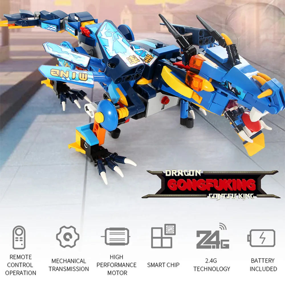 

Dinosaur Model Action Figure DIY Building Blocks Walking RC Smart Dinosaur Electronic Robot STEM Educational Toys for Children