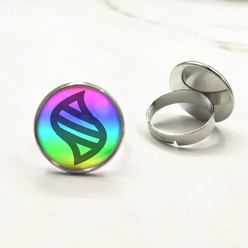 

Brand Pokemon mega stone Ring Jewelry Glass heart Round Pendant Charm Ring