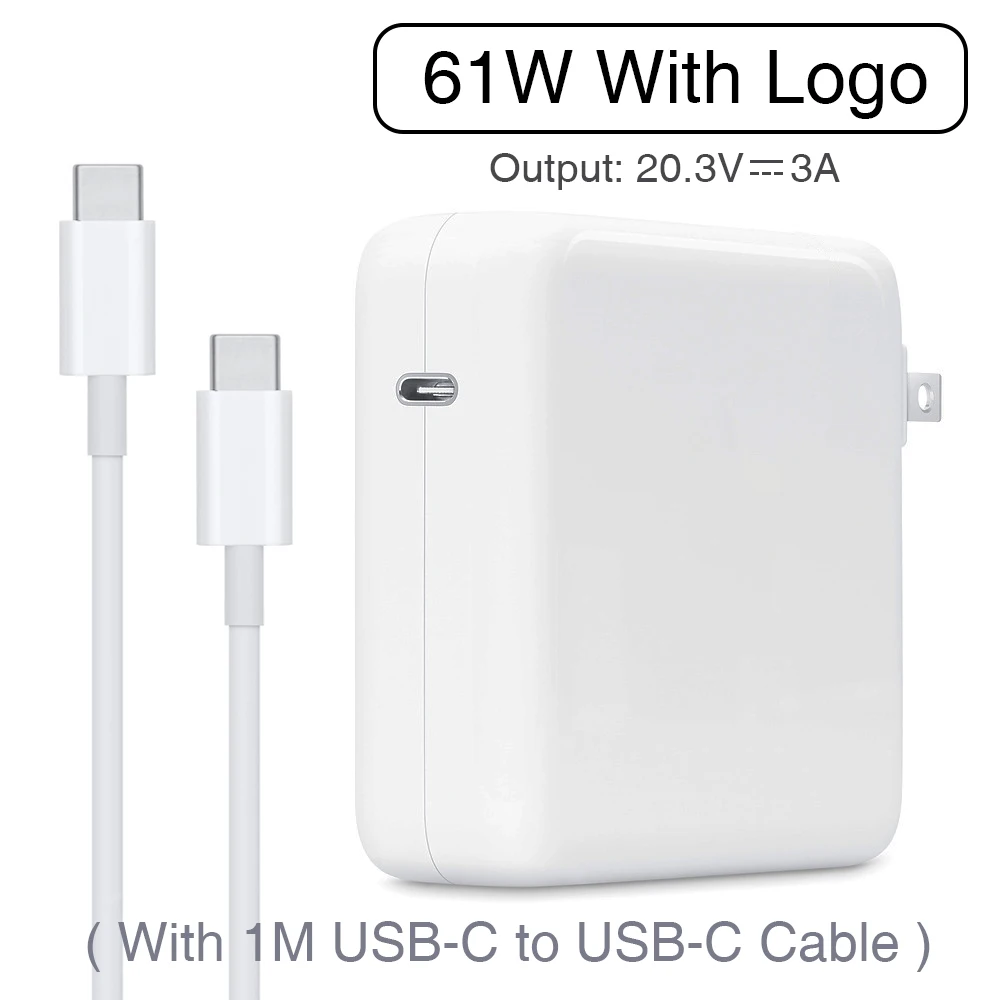 

61W USB-C Power Adapter Type-C PD Charger With 1M USB-C Charging Cable For Latest Macbook pro 13 inch A1706 A1707 A1708 A1718