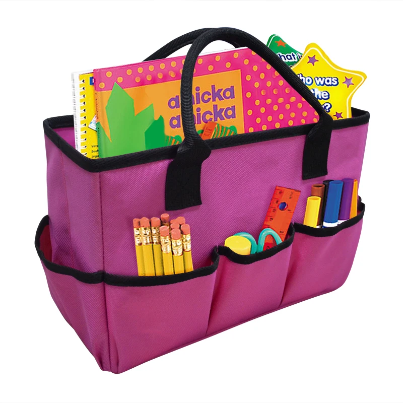 

Large Teacher Tote Bags with Handle Portable Storage Organizer Caddy Tote with Pockets for Classroom