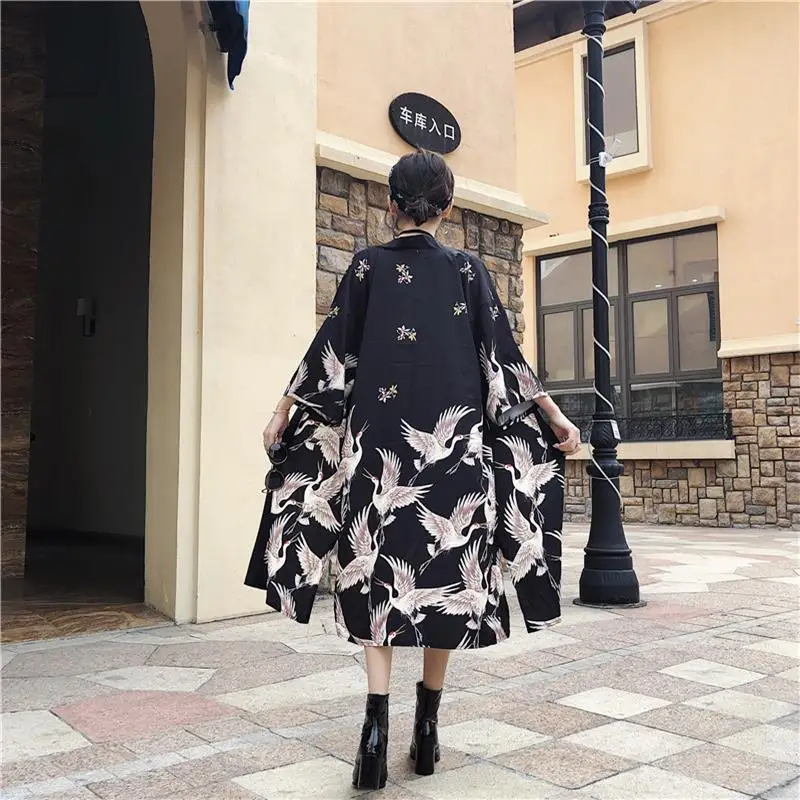 harajuku-womens-tops-and-blouses-swan-print-long-kimono-shirt-lacing-up-with-sashes-sexy-beach-cardigan-mori-girl-korean-clothes