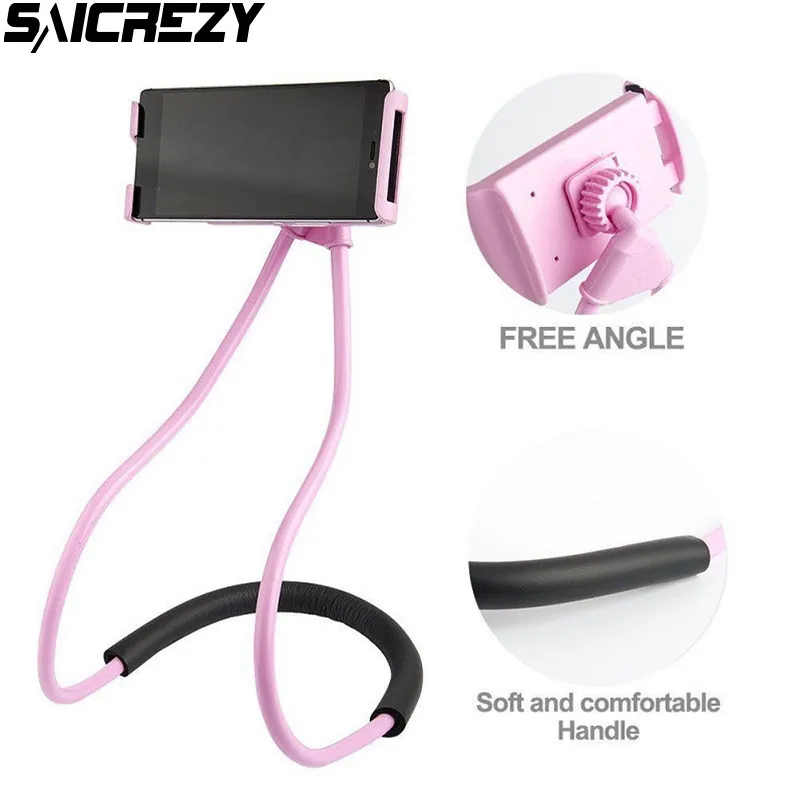 Goede Universal Lazy Opknoping Nek Telefoon Stand Mount Ketting Ondersteuning Beugel Houder voor iPhone Samsung Huawei Xiaomi sony ZTE Oneplus