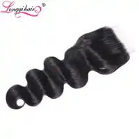 Longqi Hair 4x4 Peruvian Body Wave Lace Closure Free Part Dark Black Remy Hair 8-20 Inch USA Domestic Return
