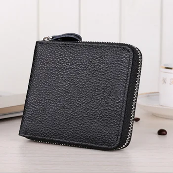 

2018 Luxury Real Cow Genuine Leather Men's Retro Fashion Zipper Wallet Cowhide High Capacity Vintage Business Pocket Purse