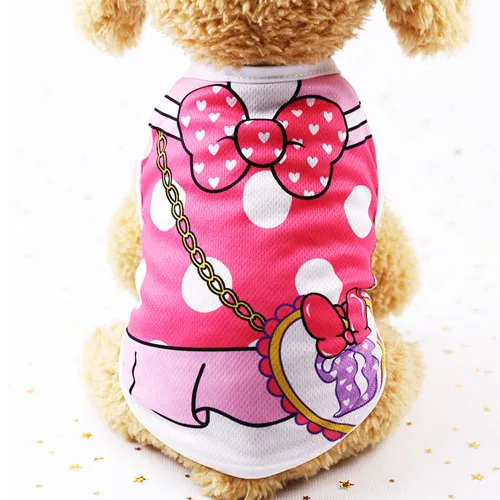 Костюм для собак, летняя рубашка, жилет, 8 стилей, маленькая, средняя, милая Одежда для кошек, одежда для чихуахуа, йоркширского терьера, XS-XXL - Цвет: Розовый