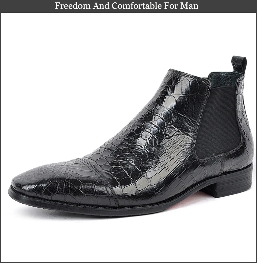 Новинка; итальянская официальная обувь из натуральной кожи; мужские Ботильоны «Челси»; мужская Ковбойская обувь для верховой езды с квадратным носком ручной работы в стиле «Аллигатор»; AM227