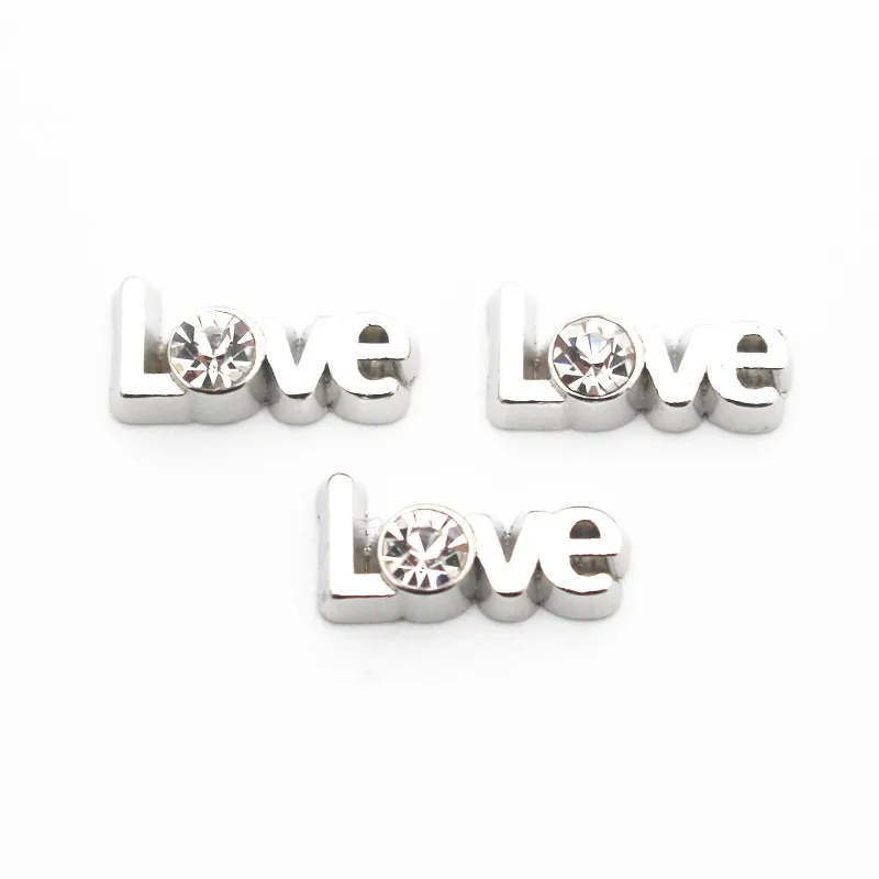 

Newest 2019 10pcs/lot alloy LOVE crystal floating charms charms living glass memory lockets diy jewelry Accessory