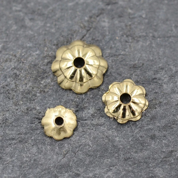

PINJEAS 10pcs handmade 14k gold filling Flower cap at the end of the ball cap earring backs for diy jewelry findings