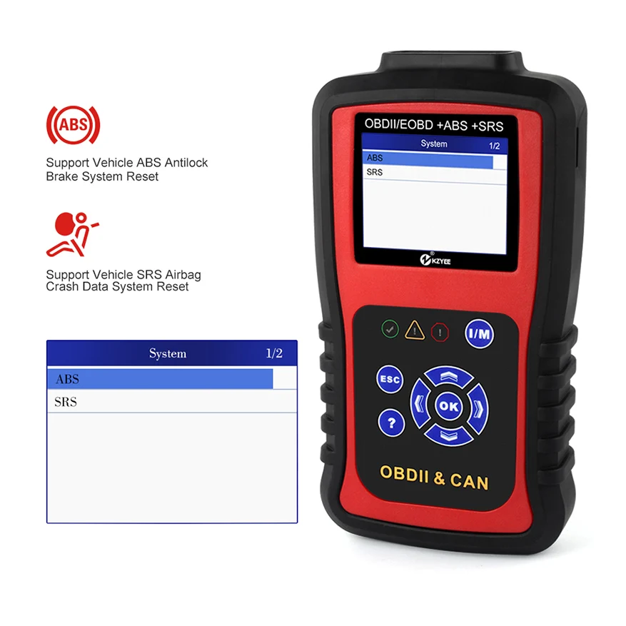 KZYEE KC501 OBDII Автомобильный сканер для двигателя/ABS/подушки безопасности/SRS проверка поддержка Испанский Английский Французский ODB OBD2 диагностический инструмент