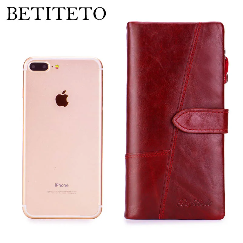 Betiteto Brand Rfid Genuine Leather Coin Purse Women Wallet Female Carteras Handy Clutch Portomonee Partmone Phone Bag Cuzdan
