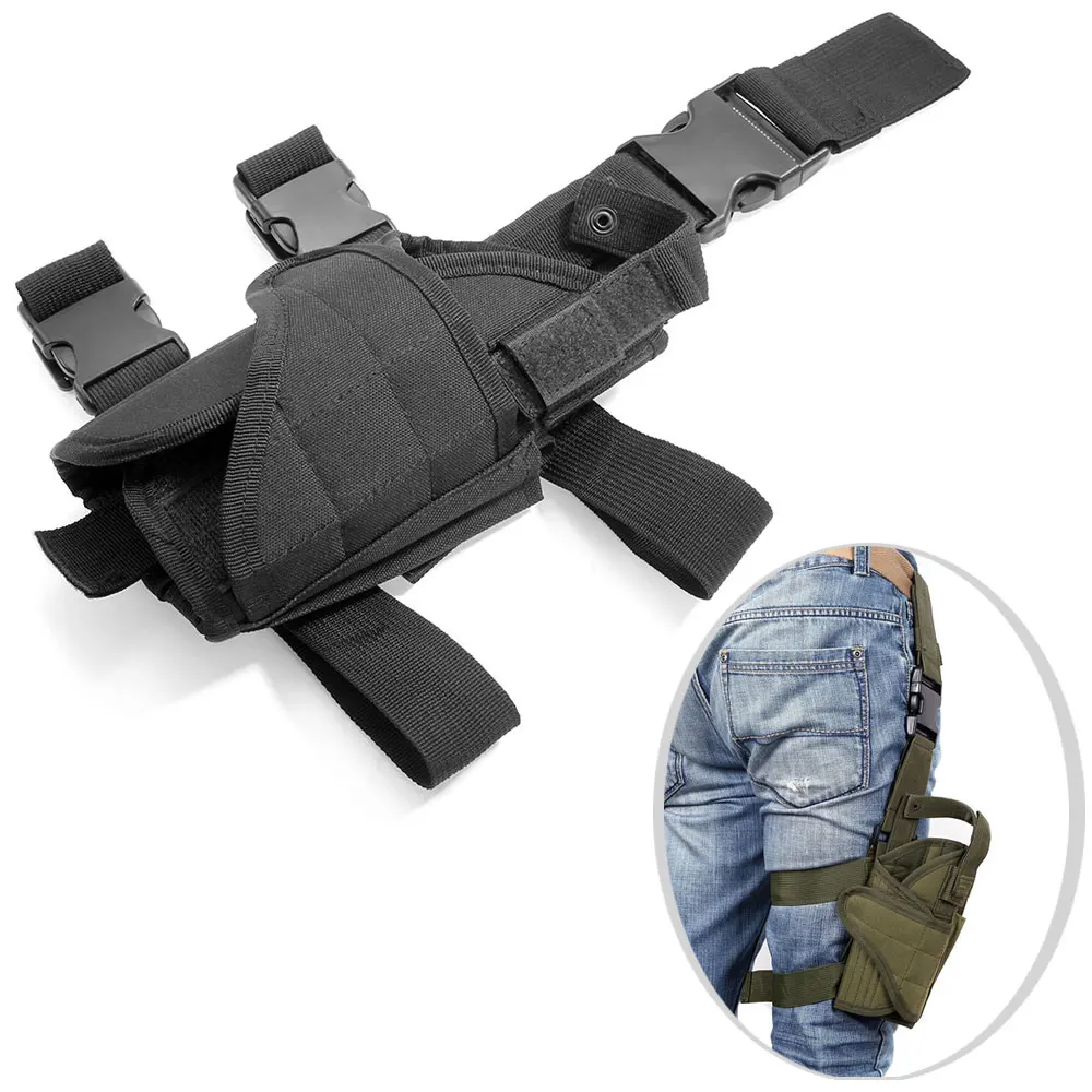 Adjustable Tactical Pistol Gun Drop Leg Thigh Holster Mag POUCH Right