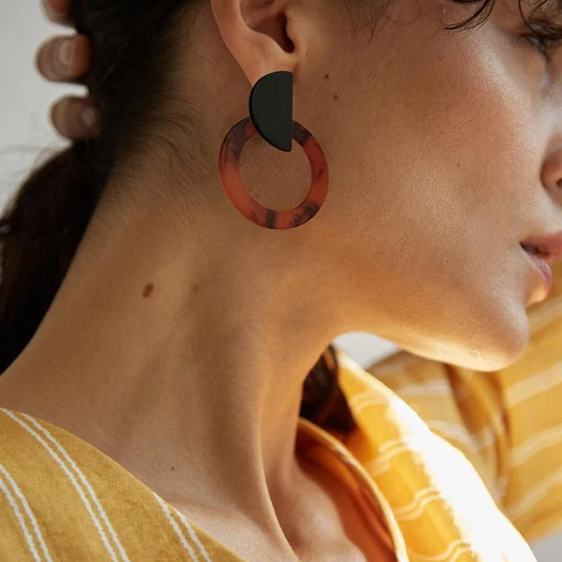 Geometric Resin Earrings Fashion Trendy Statement Dangle Drop Earrings For Women Maxi Earrings