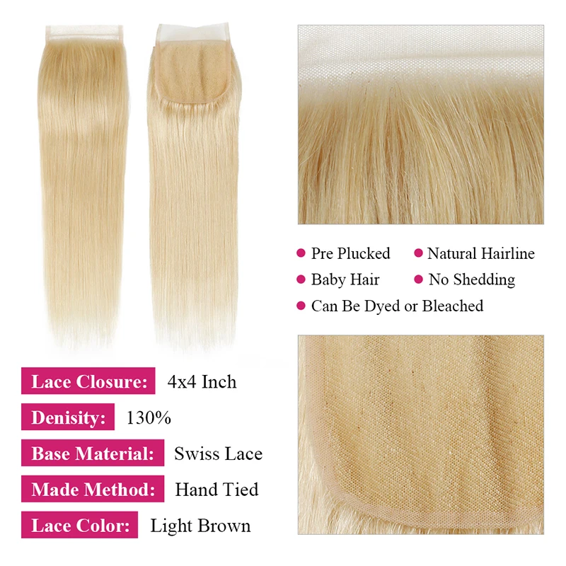 613 blonde straight hair bundles with closure  (9)