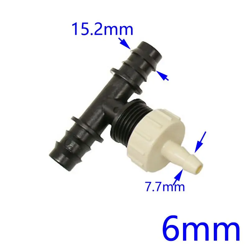 Садовый шланг 1/" до 1/4" 3/" Редукционный тройник делитель воды 16 мм до 4 мм 6 мм 8 мм 10 мм шланг тройник соединитель 1 шт - Цвет: 6mm