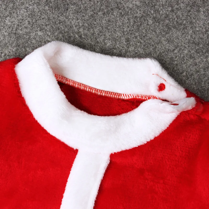 Новогодний Рождественский комплект одежды для детей, комбинезон Санта-Клауса для маленьких мальчиков, костюм для малышей, комплект из 3 предметов, красный теплый костюм с шапкой
